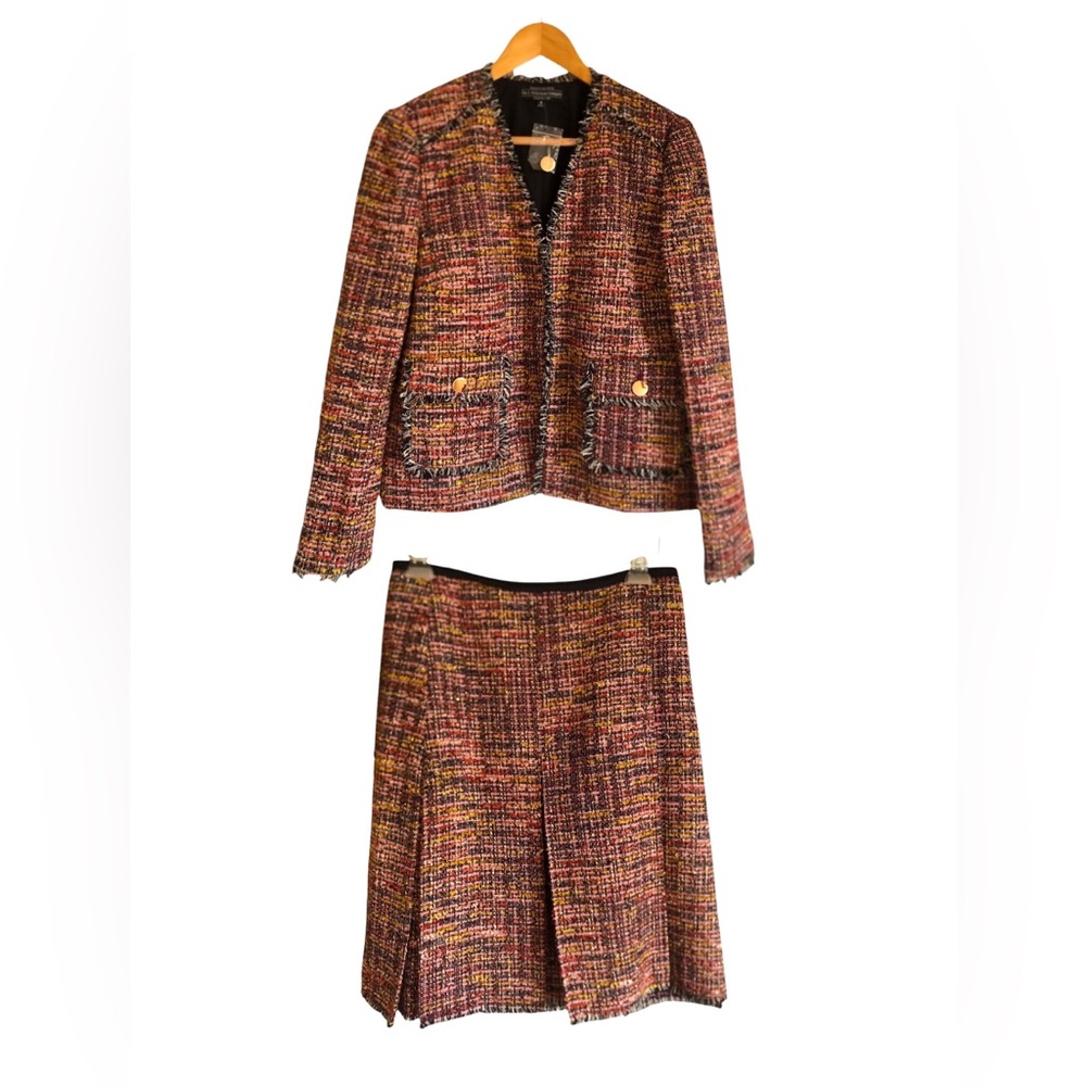 J Peterman 1950’s Style Tweed Jacket & Skirt Suit Multicolored Women’s Sz 6 New
